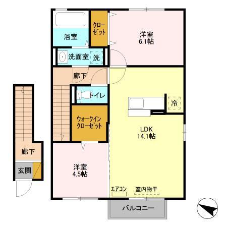KESHIKI(2LDK/2階)の間取り写真
