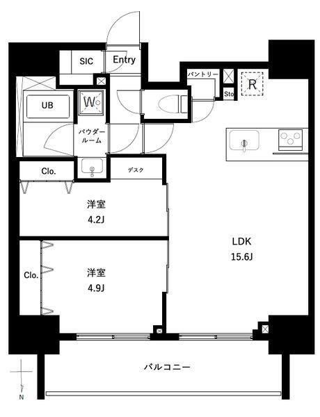 アーバンパーク王子II(2LDK/14階)の間取り写真