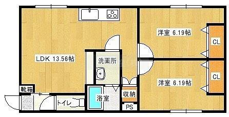 CHOUETTE COPAIN(2LDK/1階)の間取り写真