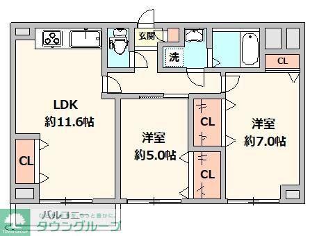 エクセレント聖蹟桜ヶ丘(2LDK/4階)の間取り写真