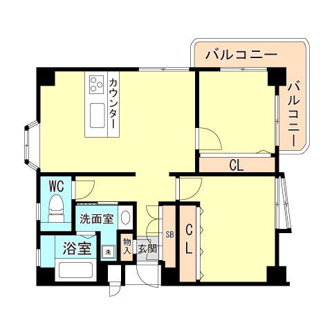 シャトー日光園(2LDK/2階)の間取り写真