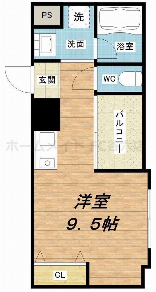 フレアコート北浜(ワンルーム/11階)の間取り写真