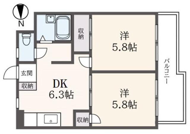 エクセル中央林間(2DK/3階)の間取り写真