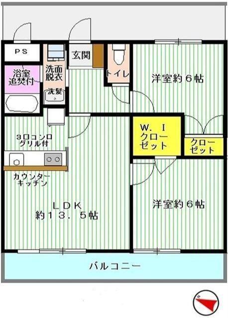 ソルクレストK(2LDK/3階)の間取り写真