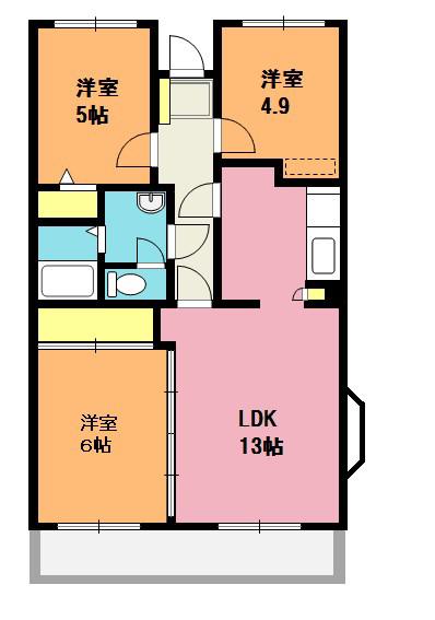サンハイツウチヤマ(3LDK/3階)の間取り写真