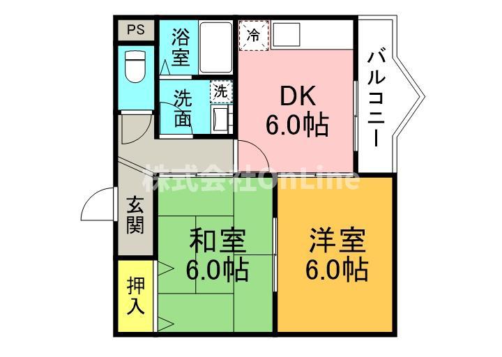 グレース北山本(2DK/3階)の間取り写真