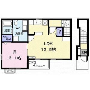 プリムローズやなせ(1LDK/2階)の間取り写真