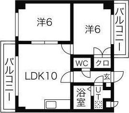 プログレスシティ菊水(2LDK/3階)の間取り写真