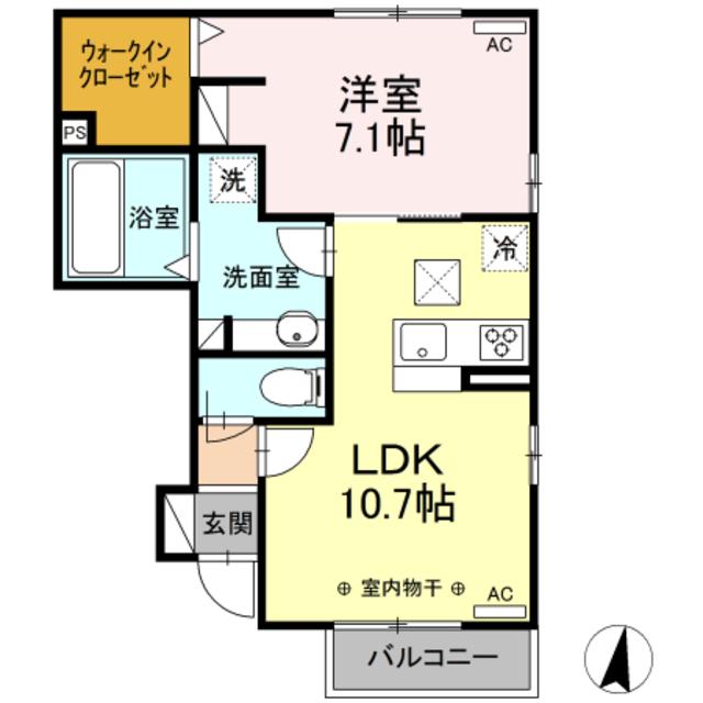 レガーロII(1LDK/1階)の間取り写真