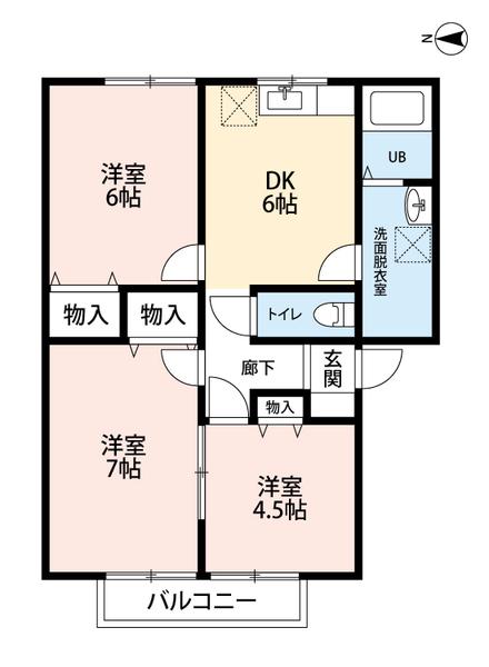 シャモニー(3DK/1階)の間取り写真