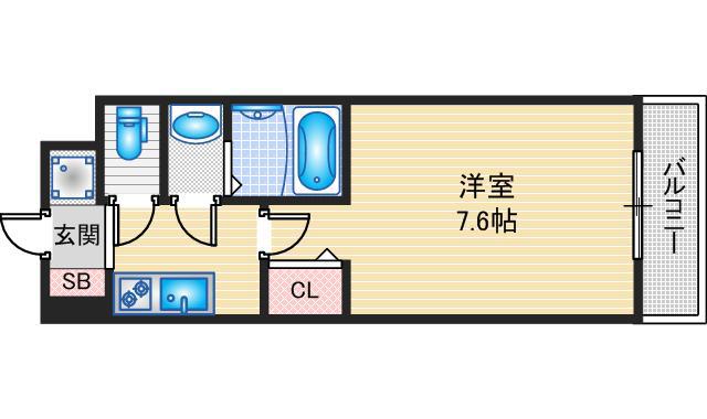 ロイス茨木奈良町(1K/5階)の間取り写真