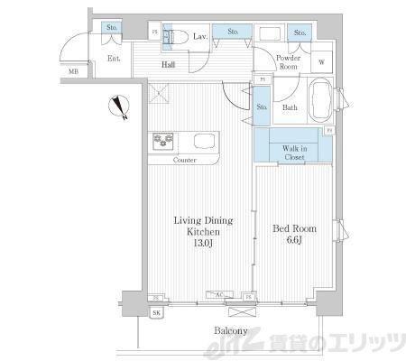 HIGASHIKOMATSUGAWA PARK RESIDENCE(1LDK/3階)の間取り写真