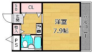 アルカディア・枚方(1K/3階)の間取り写真