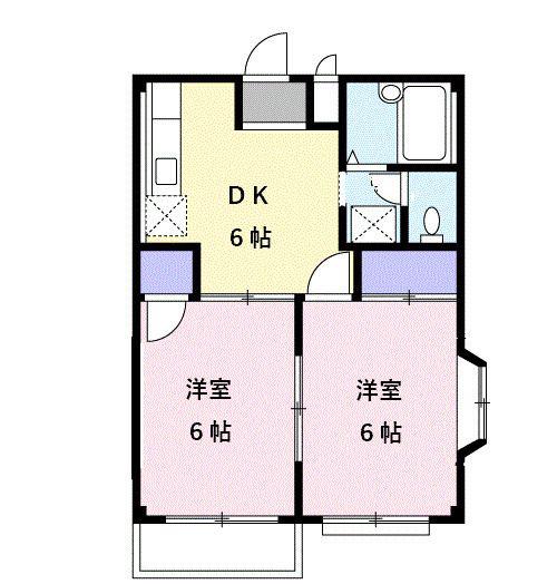 エルディム花月(2DK/1階)の間取り写真