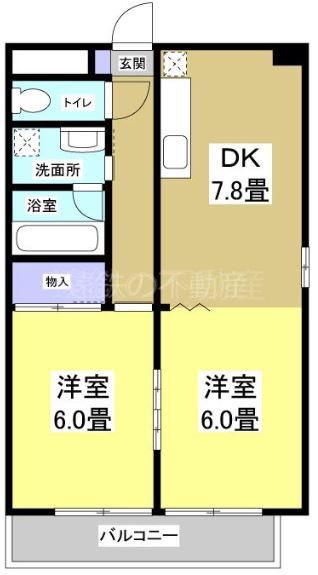 ラ・フォーレ東三方(2DK/2階)の間取り写真