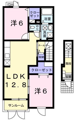 クレール(2LDK/2階)の間取り写真