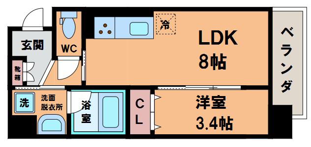 ル・シエル天王寺(1LDK/4階)の間取り写真