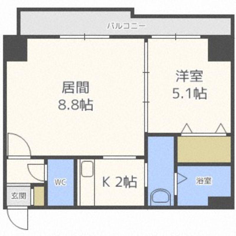 WILL DO北24条(1LDK/9階)の間取り写真