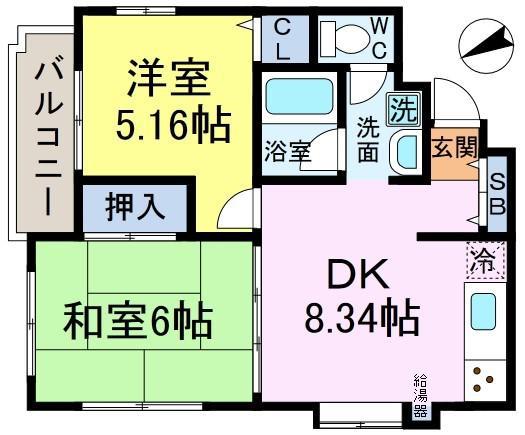 コスモ新小岩(2DK/3階)の間取り写真
