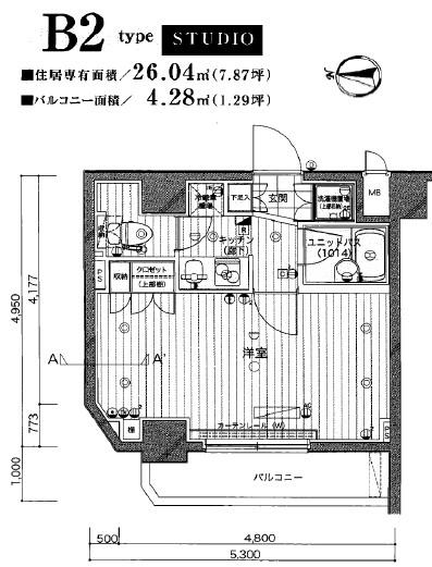 ルーブル錦糸町弐番館(1K/5階)の間取り写真