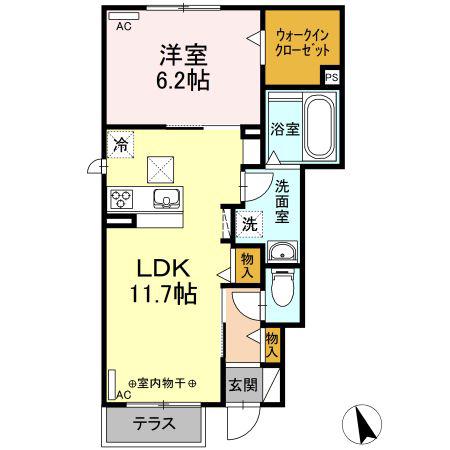 アルシオーネ(1LDK/1階)の間取り写真