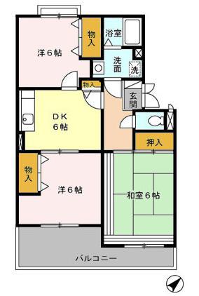 ヴァンベール(3DK/1階)の間取り写真