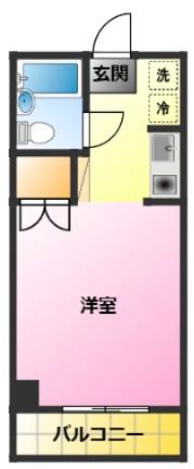 ハイムK(ワンルーム/3階)の間取り写真