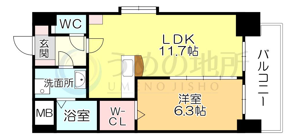 プレジデント正弥久留米駅前(1LDK/2階)の間取り写真