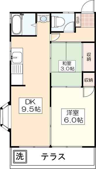 高田マンション(2DK/1階)の間取り写真