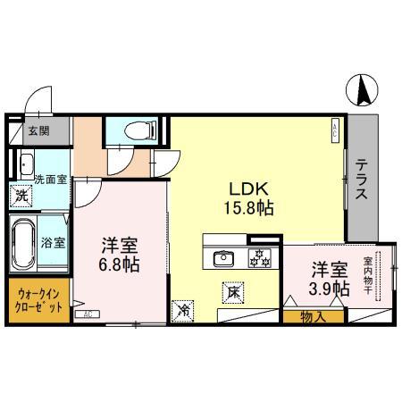ルシェーナ西田辺(2LDK/2階)の間取り写真