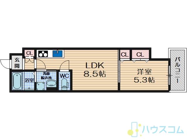 クリエオーレ庄屋Ⅱ(1LDK/1階)の間取り写真