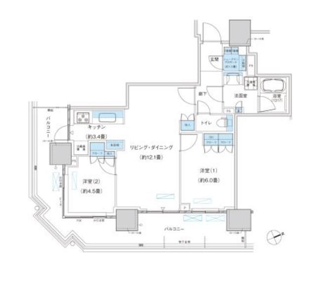 パークシティ柏の葉キャンパス ザ・ゲートタワー ウエスト(2LDK/15階)の間取り写真