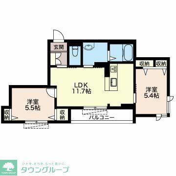 T・レジデンス(2LDK/3階)の間取り写真