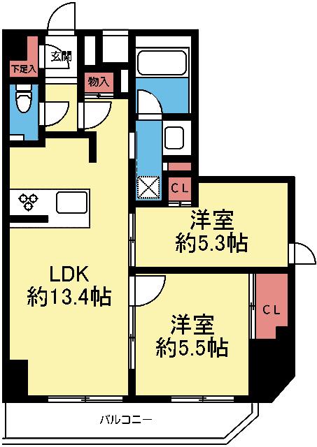 CITY LUX YOKOHAMA(2LDK/6階)の間取り写真