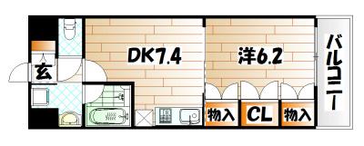 ラクーレV(1DK/5階)の間取り写真
