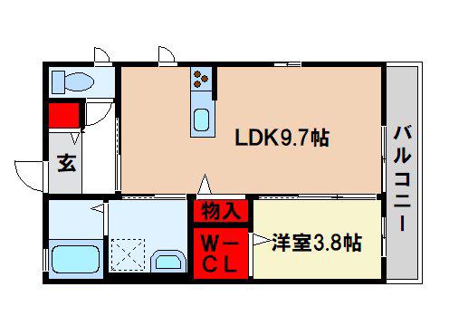 カーサ弥生が丘I(1LDK/1階)の間取り写真