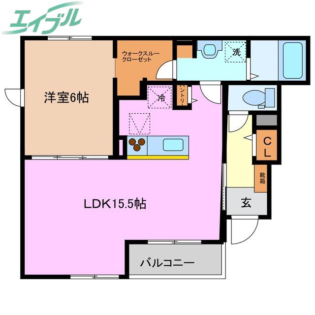 コリーヌ日永西 B(1LDK/1階)の間取り写真