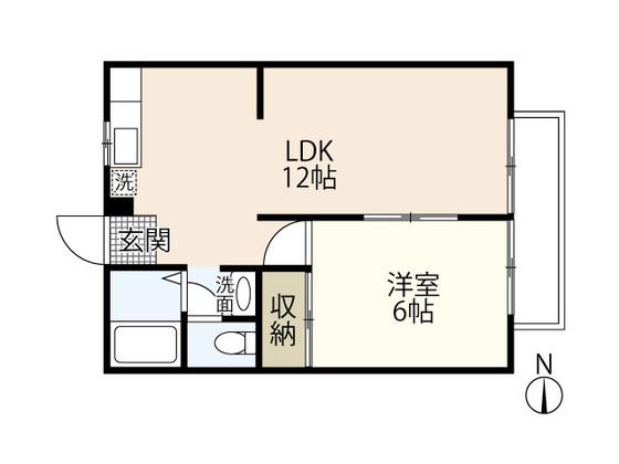 サンライフ中庄I(1LDK/2階)の間取り写真