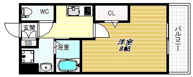 ステラウッド国分(1K/2階)の間取り写真