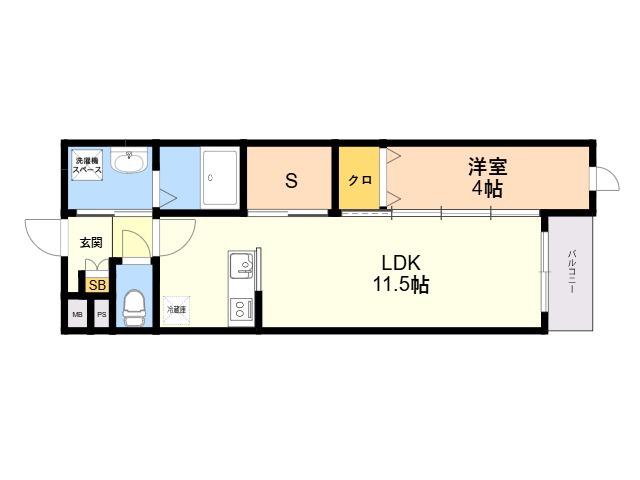 CUBE SUCRE志免別府(1SLDK/3階)の間取り写真