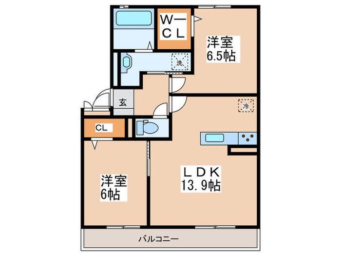 マーベラス(2LDK/2階)の間取り写真