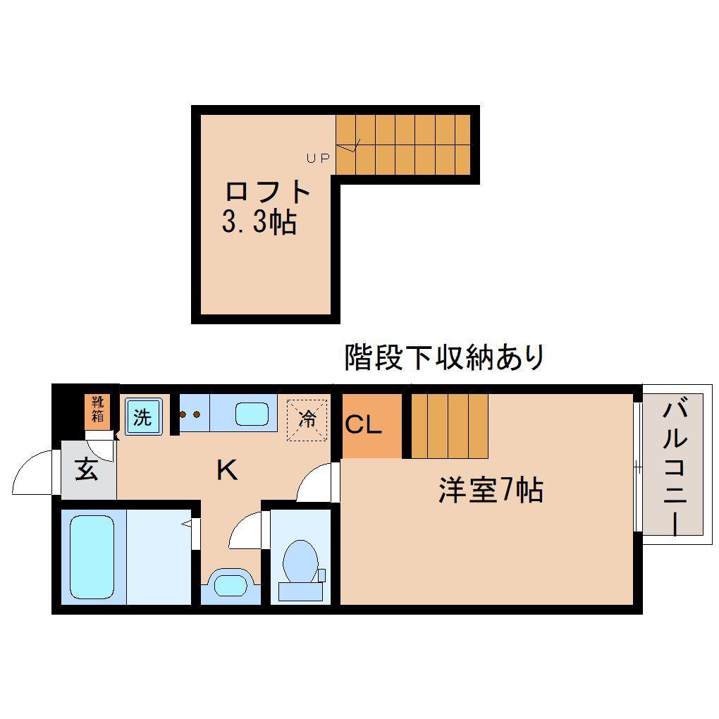 アスコット原町4丁目(1K/2階)の間取り写真