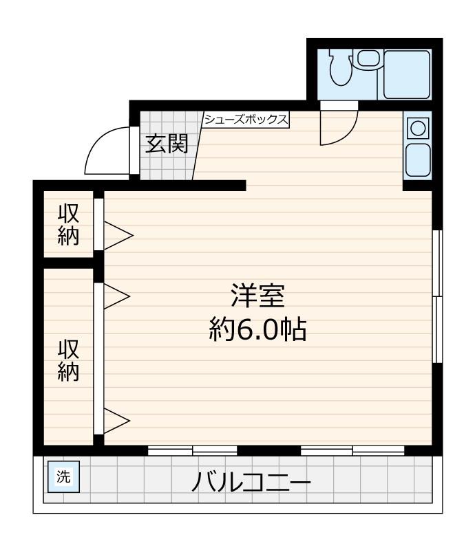 小竹ビル(ワンルーム/2階)の間取り写真