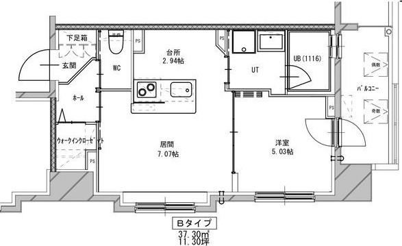 エンバシープレイス(1LDK/7階)の間取り写真