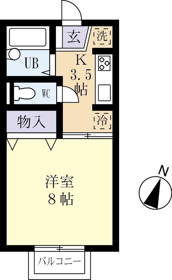 セジュール東C棟(1K/1階)の間取り写真