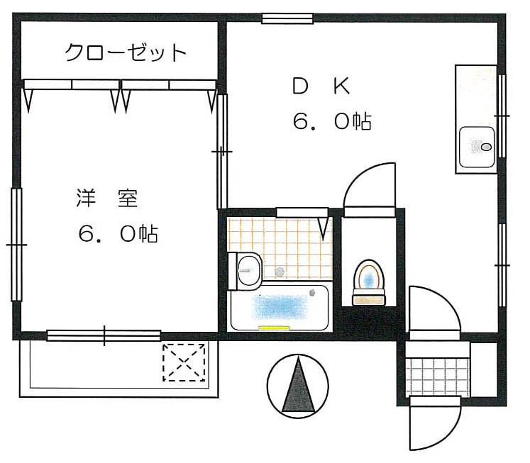 プランドールダイヒコ(1DK/2階)の間取り写真