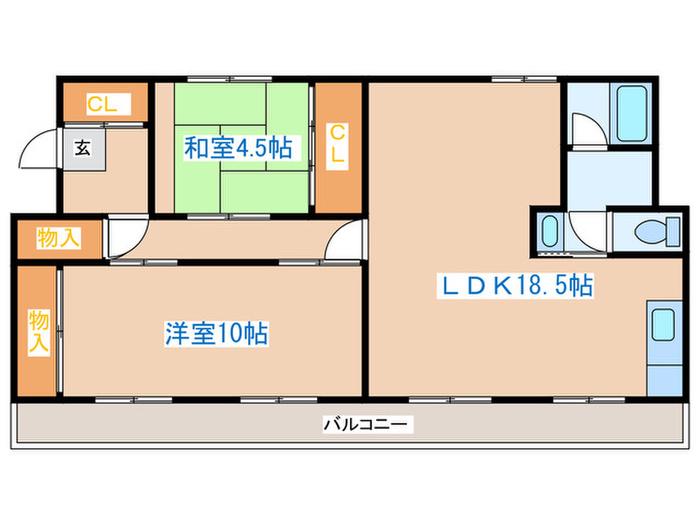ニヤクコーポ(2LDK/3階)の間取り写真