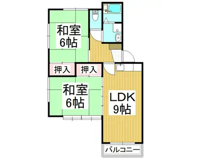 ホワイティー沙羅C棟(2LDK/2階)の間取り写真
