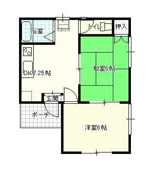 ハイツ片山(2DK/2階)の間取り写真