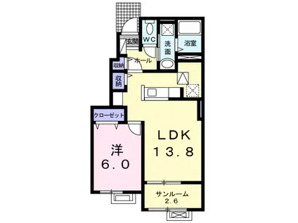 フェスティナ・レンテ(1LDK/1階)の間取り写真